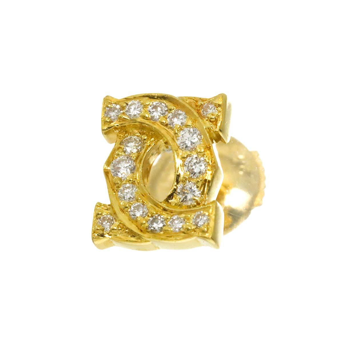 2C Diamond 0.20ct Earring Pierced 18K YG 750 One Piece only