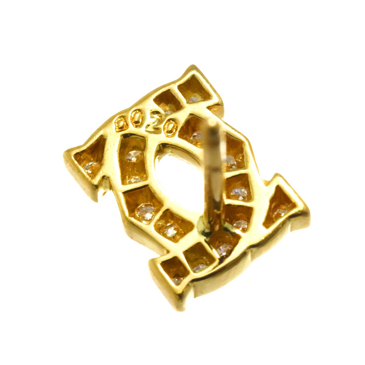 2C Diamond 0.20ct Earring Pierced 18K YG 750 One Piece only