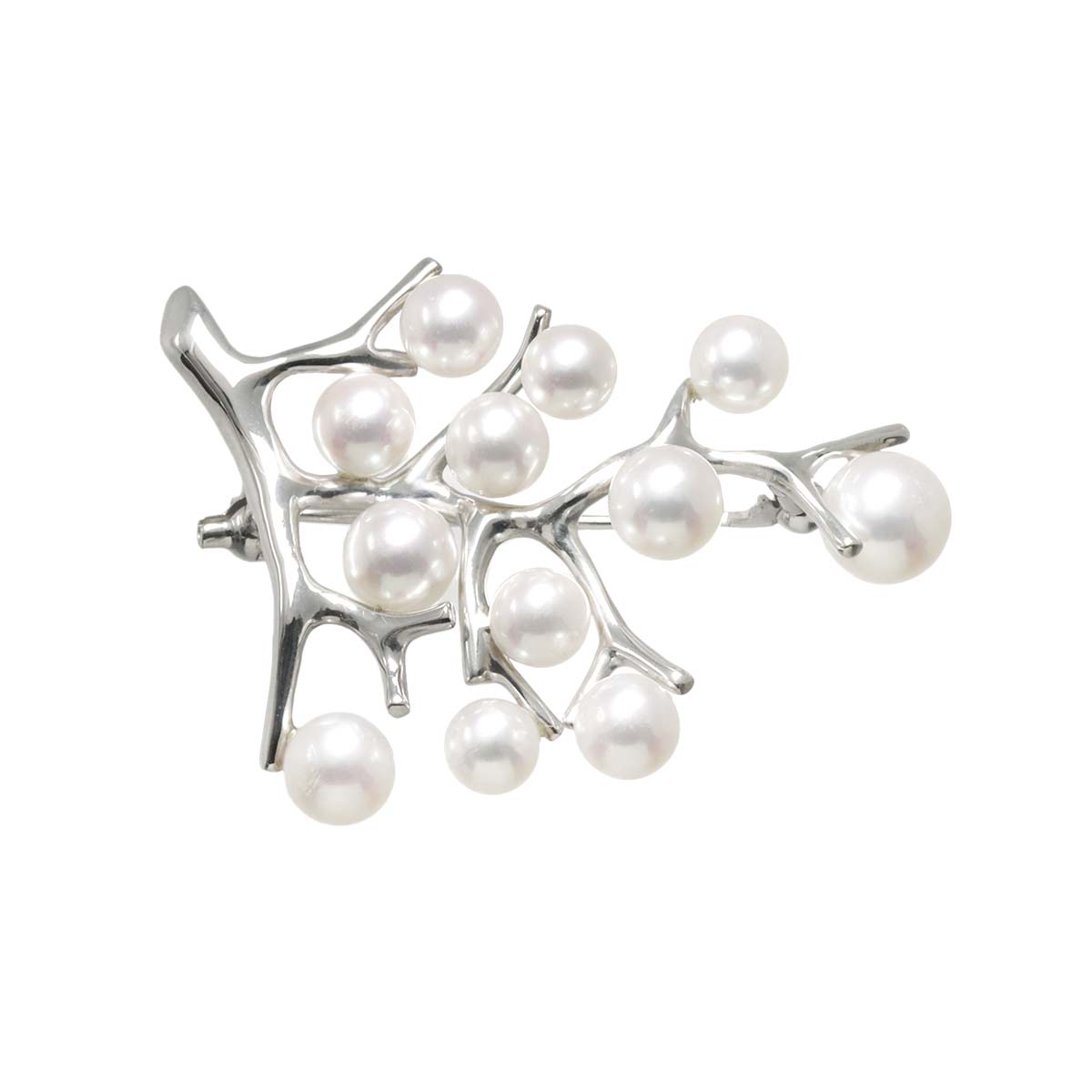 Akoya Pearl 6.8-4.8mm Brooch 18K White Gold 750