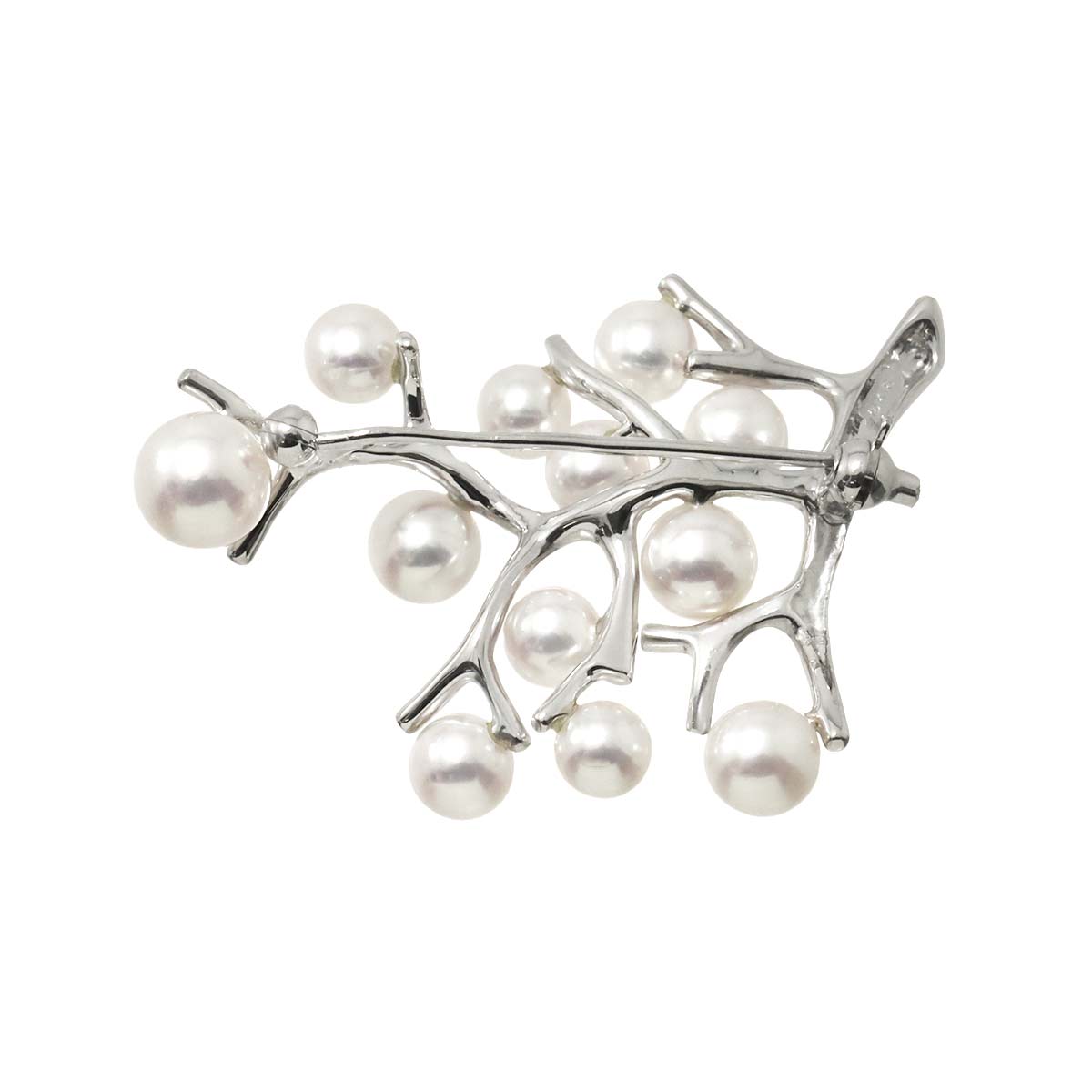 Akoya Pearl 6.8-4.8mm Brooch 18K White Gold 750