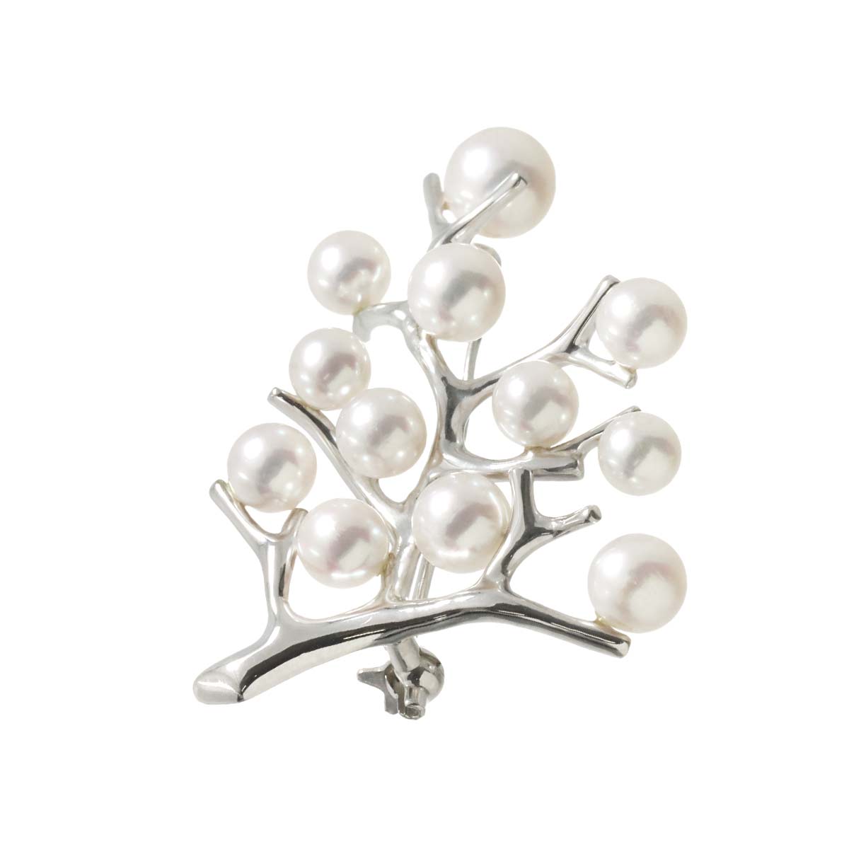 Akoya Pearl 6.8-4.8mm Brooch 18K White Gold 750