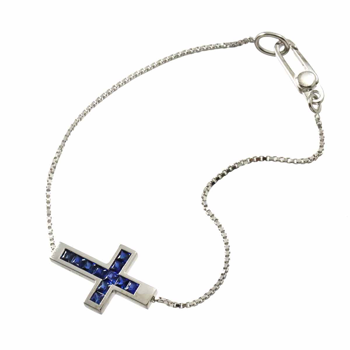Cross Sapphire Bracelet 18K WG White Gold 750
