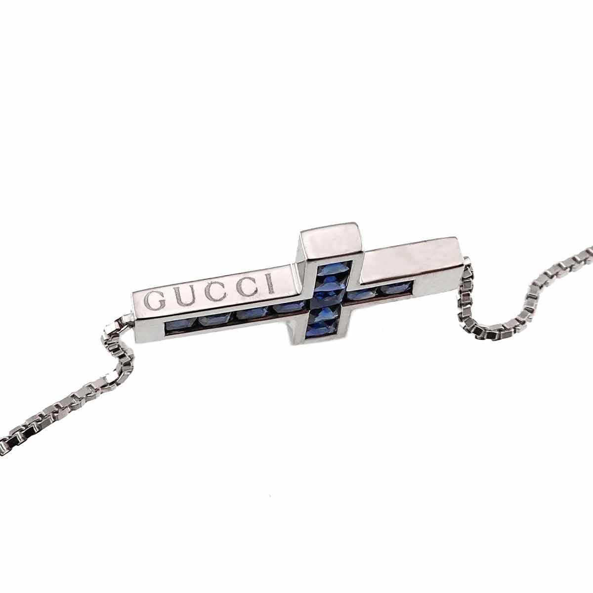 Cross Sapphire Bracelet 18K WG White Gold 750