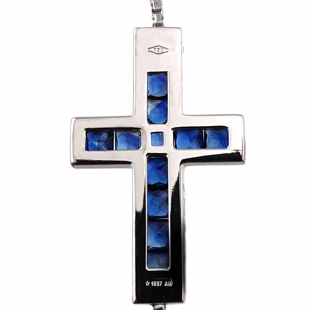 Cross Sapphire Bracelet 18K WG White Gold 750