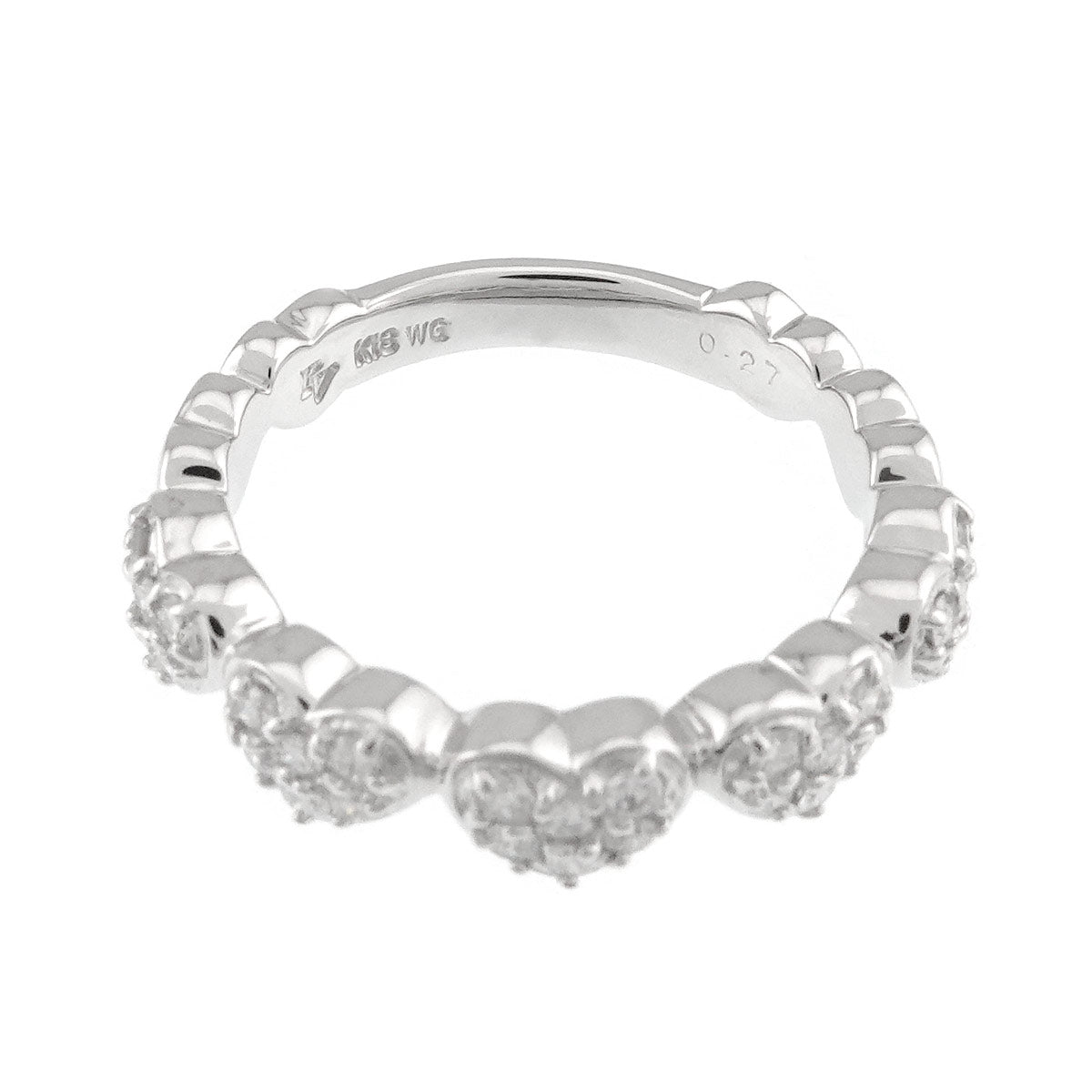 Heart Motif Diamond 0.27ct Ring 18K WG 750 Size4.75-5(US)