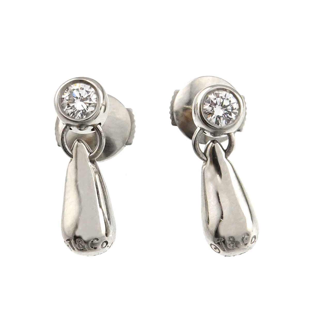 Teardrop Diamond Earrings Pierced Pt