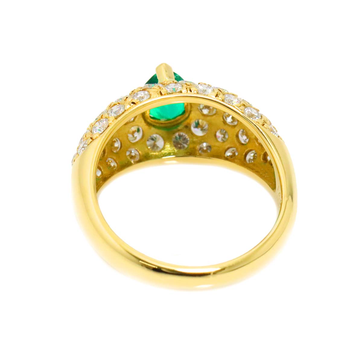 Emerald 0.57ct Diamond 1.48ct Ring K18 YG Yellow Gold size6.25-6.5(US)