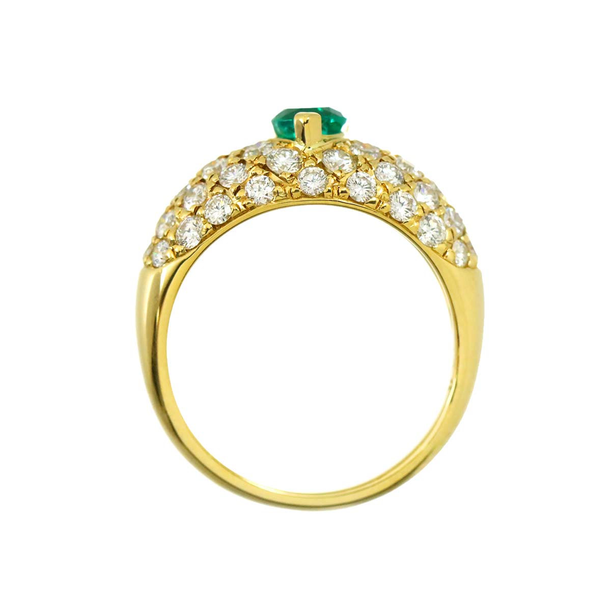 Emerald 0.57ct Diamond 1.48ct Ring K18 YG Yellow Gold size6.25-6.5(US)