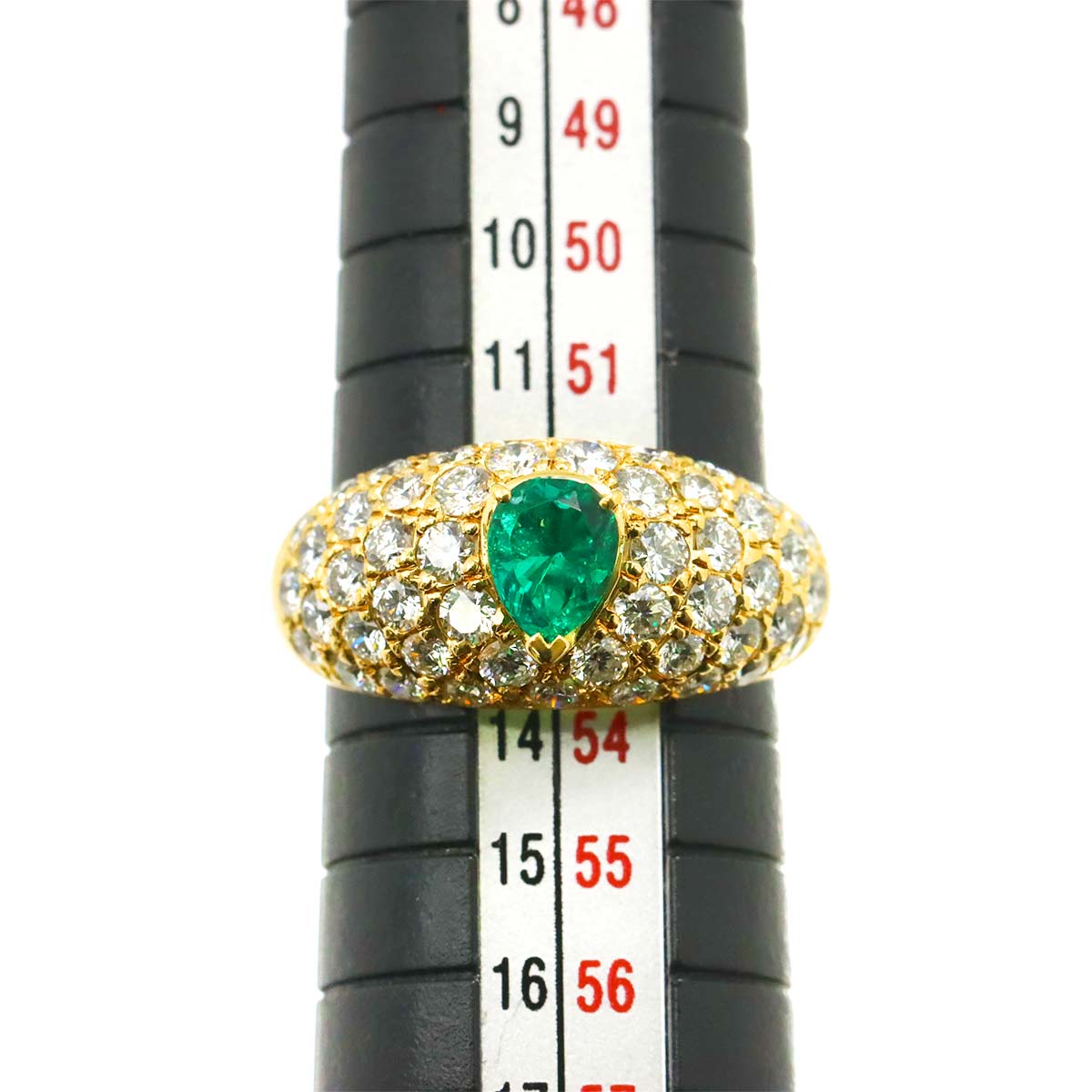 Emerald 0.57ct Diamond 1.48ct Ring K18 YG Yellow Gold size6.25-6.5(US)