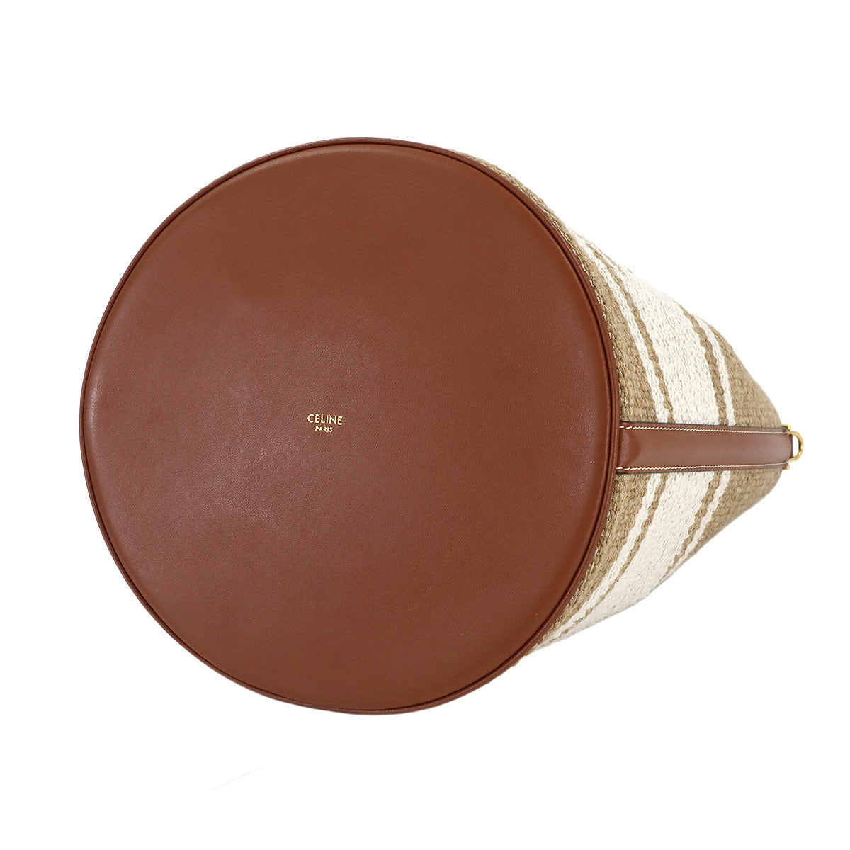 16 Bucket Bag Hand Shoulder Textile Leather Beige