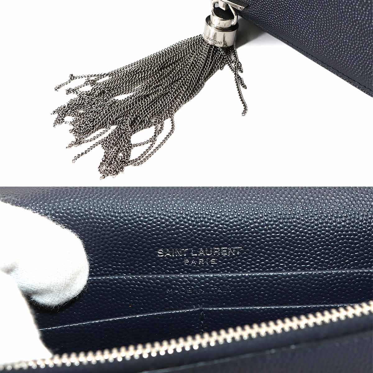 Kate Chain Long Wallet Leather Navy 452159
