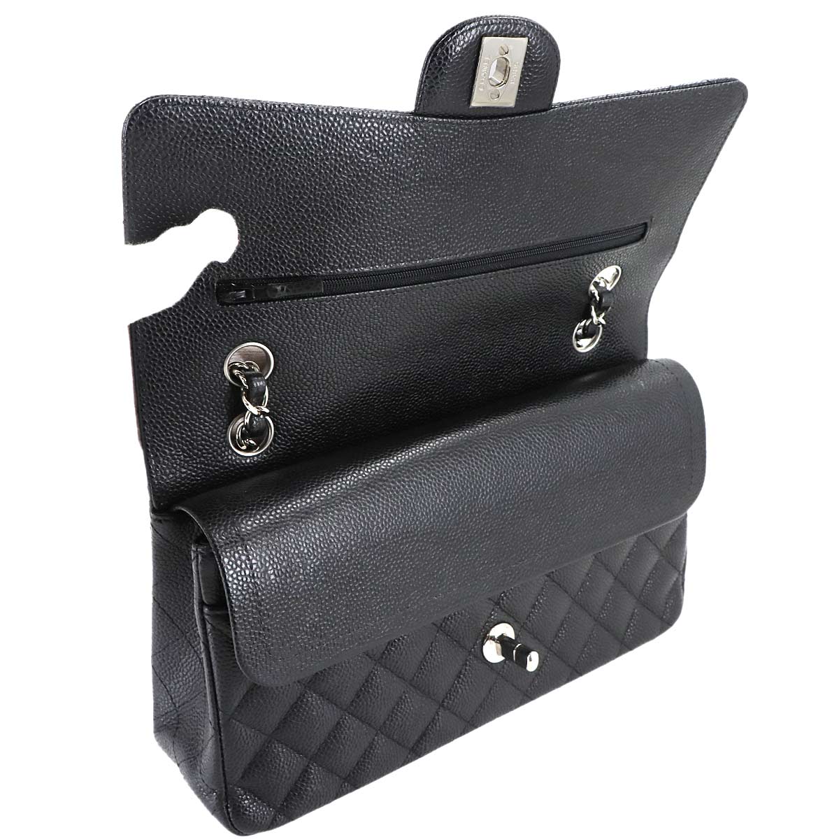 Matelasse 25 Chain Shoulder Bag Leather Black A01112