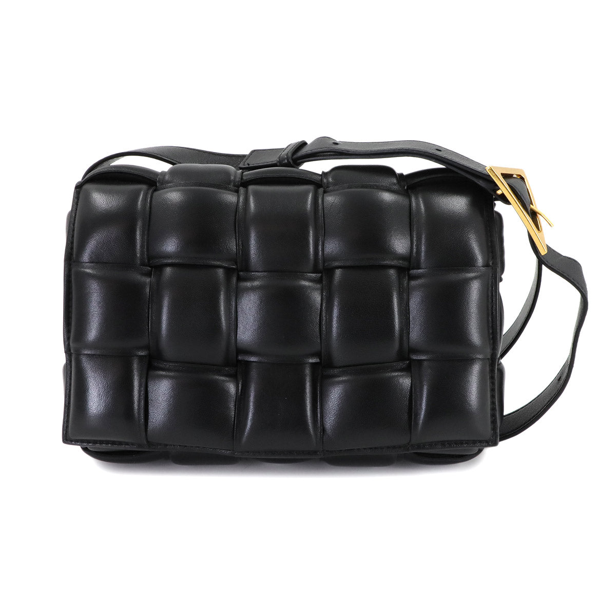 Intrecciato Padded Cassette Shoulder Bag Black 591970