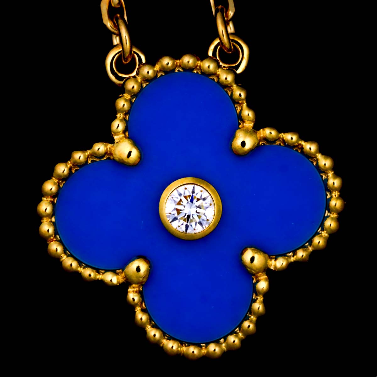 Vintage Alhambra Blue Sable Diamond Necklace 18K YG