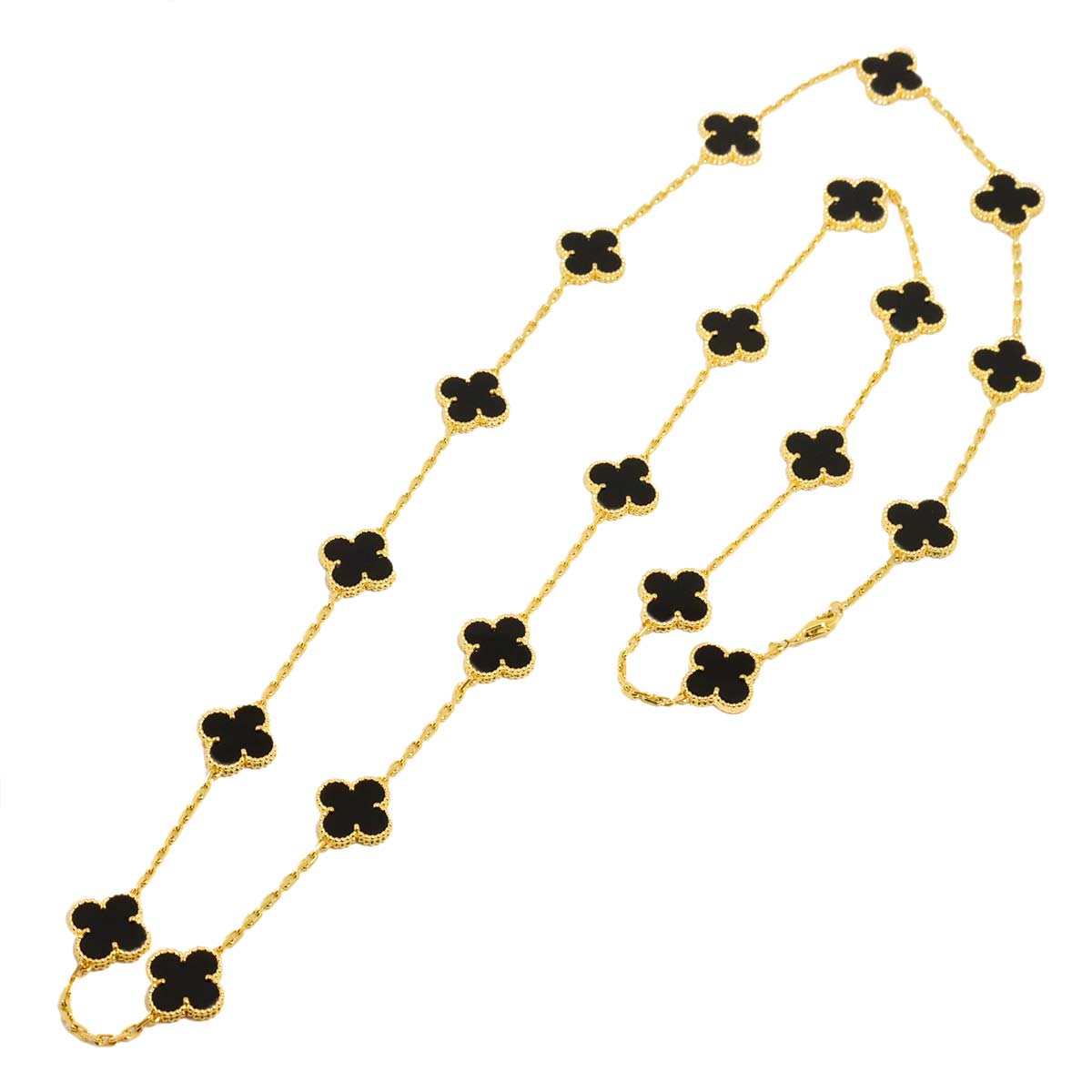 Vintage Alhambra Onyx 20P Necklace 18K YG 750