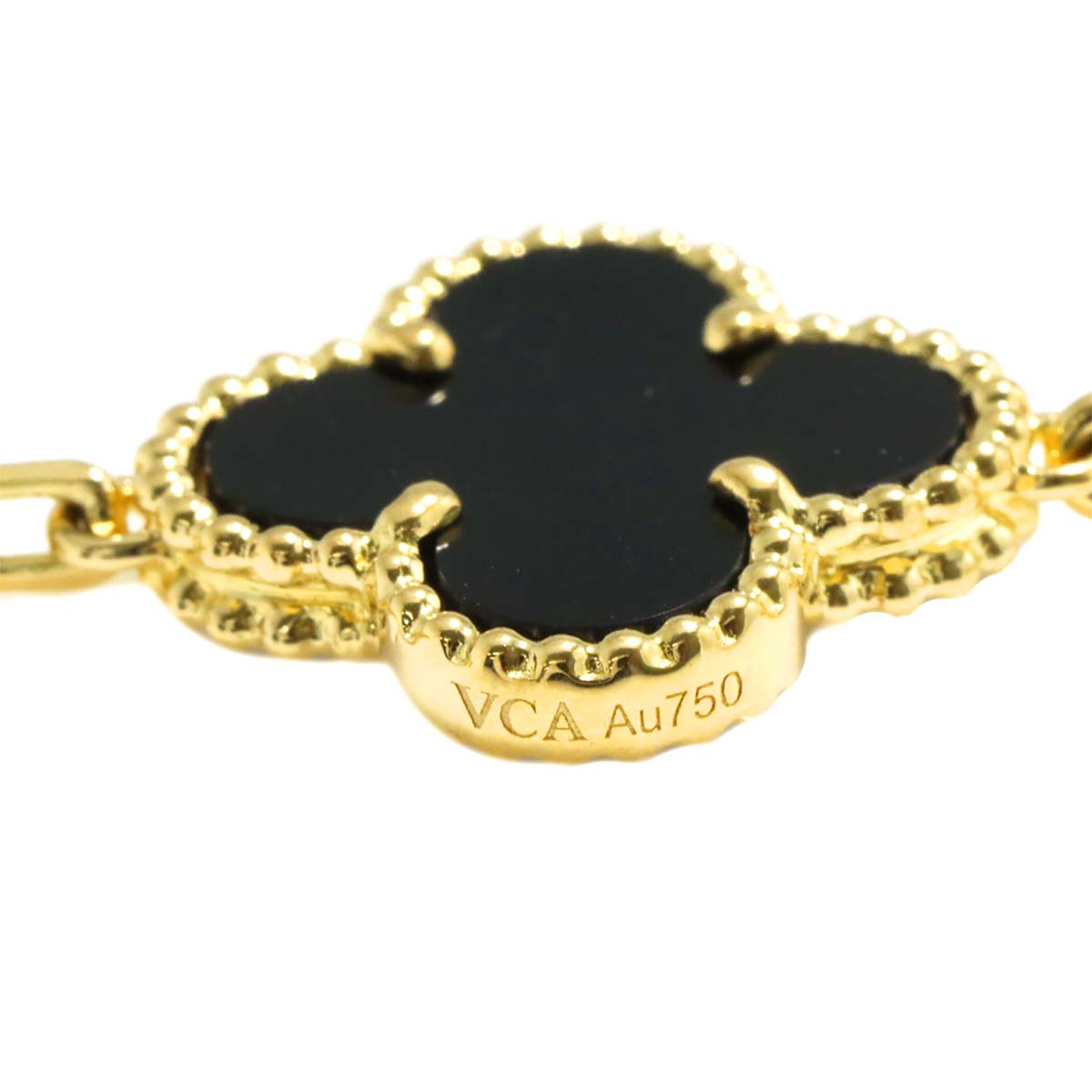 Vintage Alhambra Onyx 20P Necklace 18K YG 750