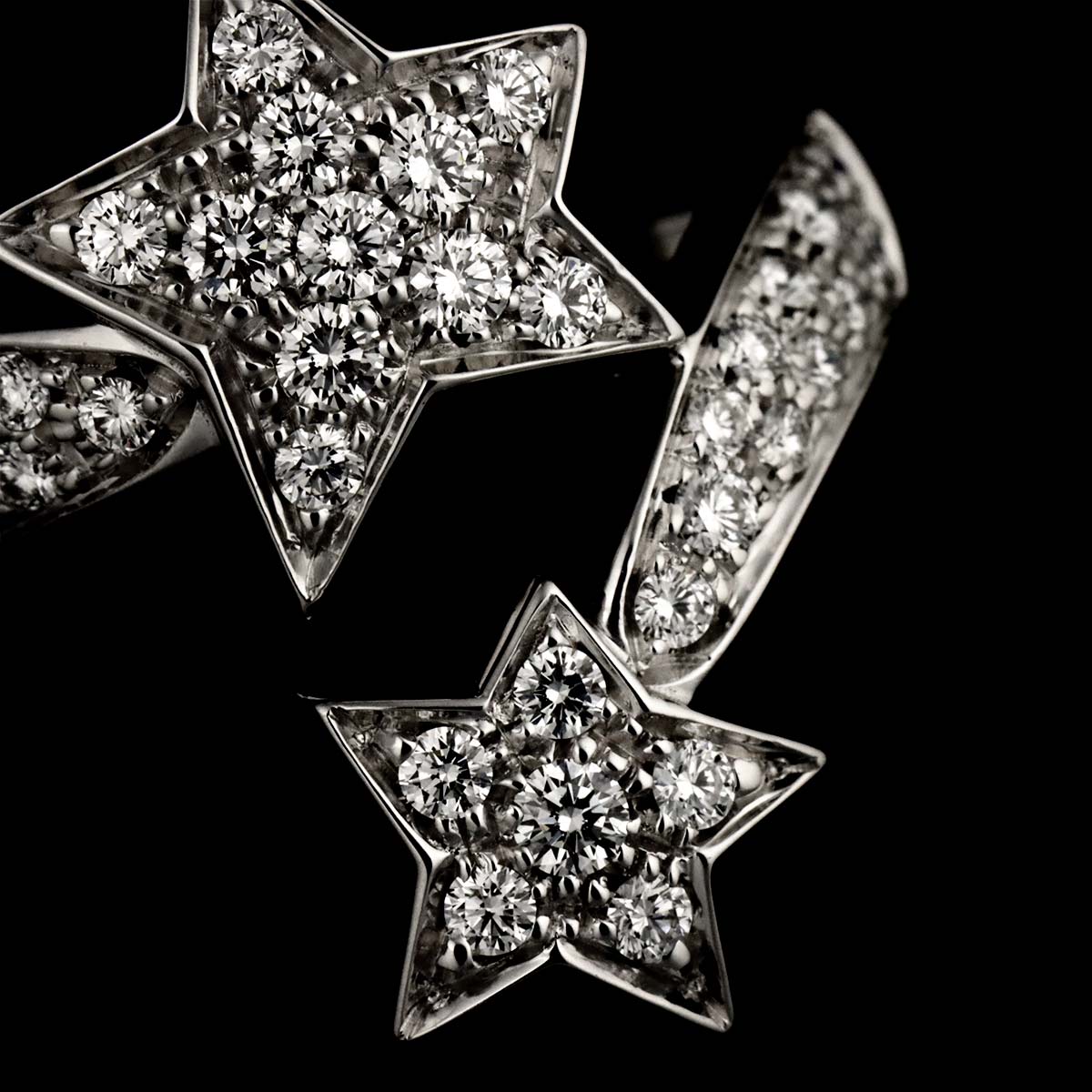 Comet Diamond Ring 18K White Gold 750 size49 4.75-5(US)