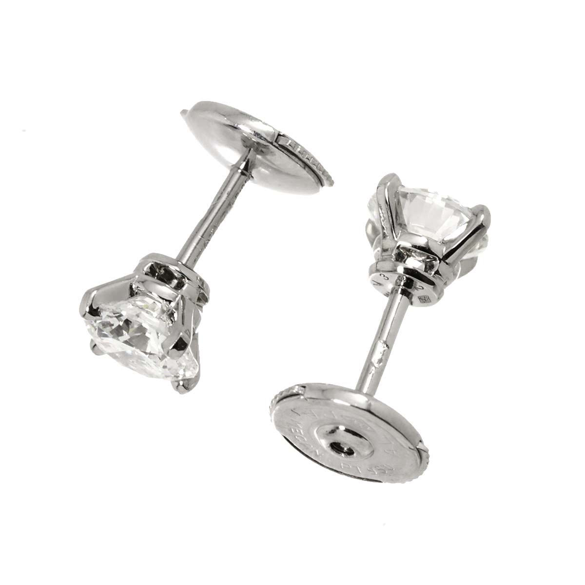 Diamond 0.76ct/0.75ct G/VS1/3EX Earrings Pierced Pt Platinum