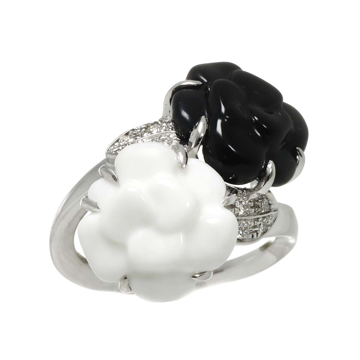 Camelia Ceramic Diamond Ring 18K WG 750 Size50 5.25(US)