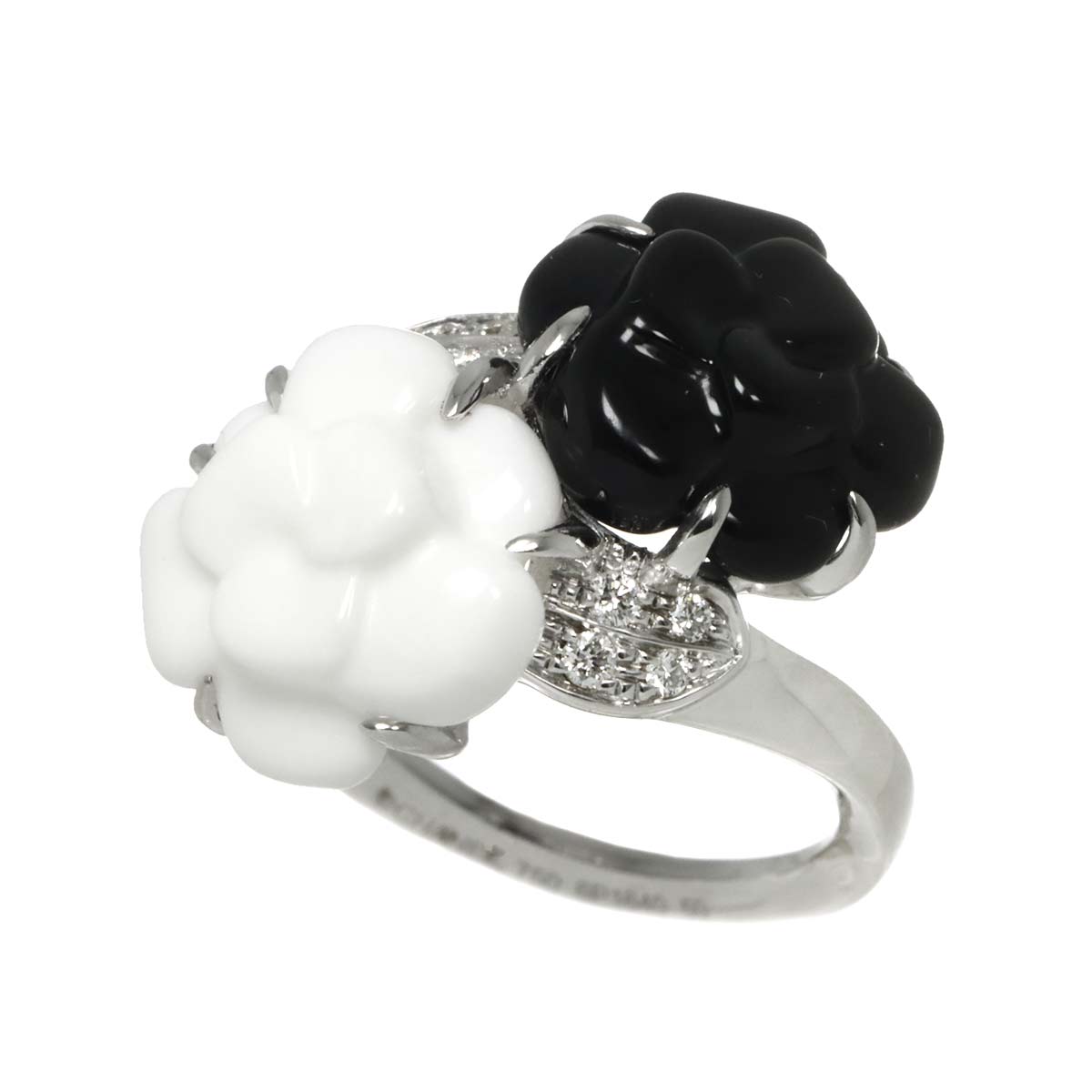 Camelia Ceramic Diamond Ring 18K WG 750 Size50 5.25(US)