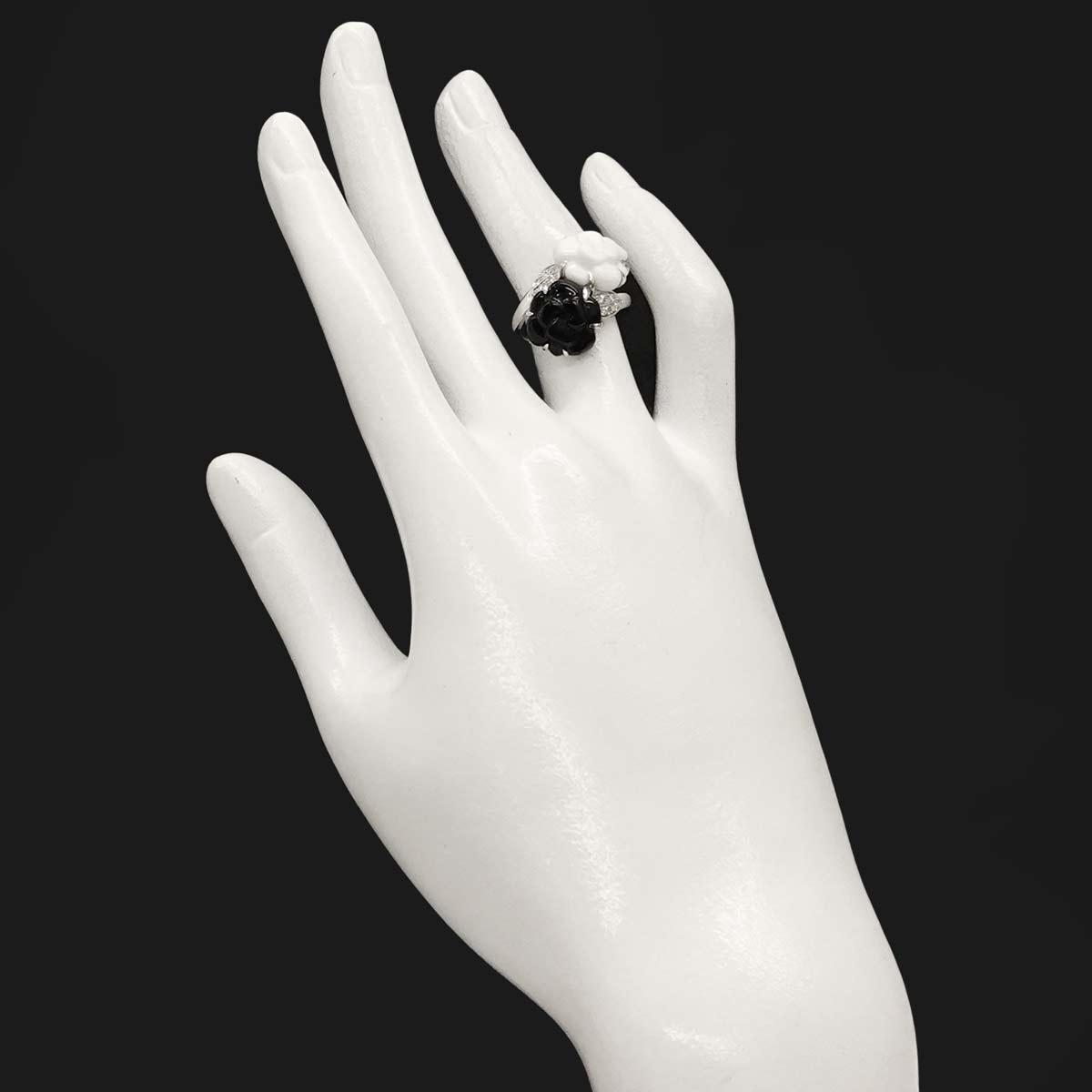 Camelia Ceramic Diamond Ring 18K WG 750 Size50 5.25(US)