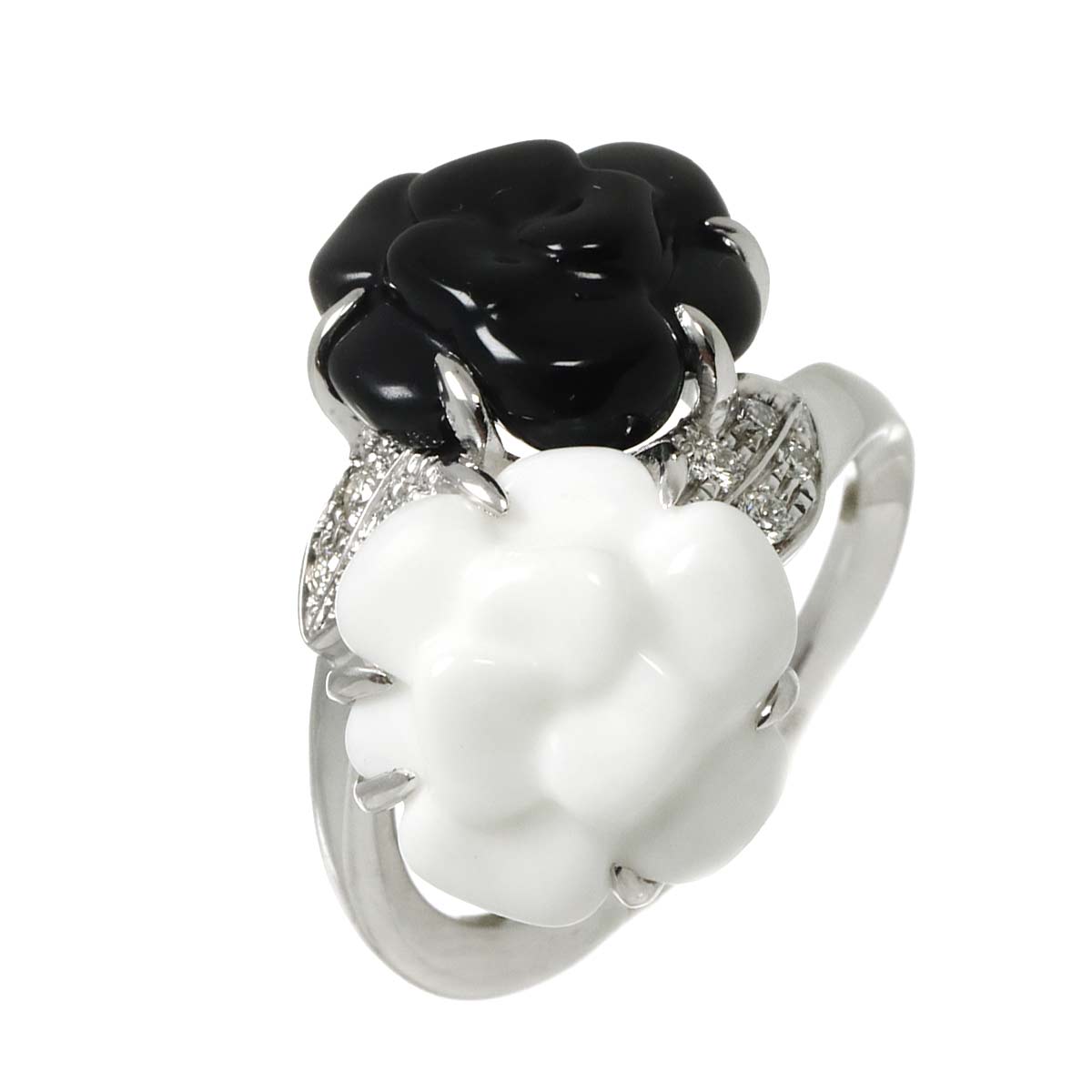 Camelia Ceramic Diamond Ring 18K WG 750 Size50 5.25(US)
