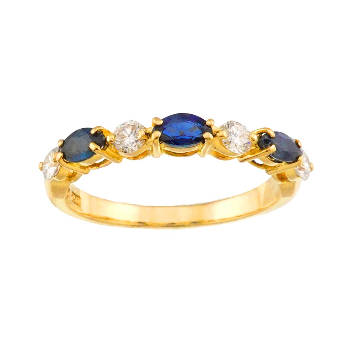 Sapphire Diamond Ring 18K YG 750 size6(US)