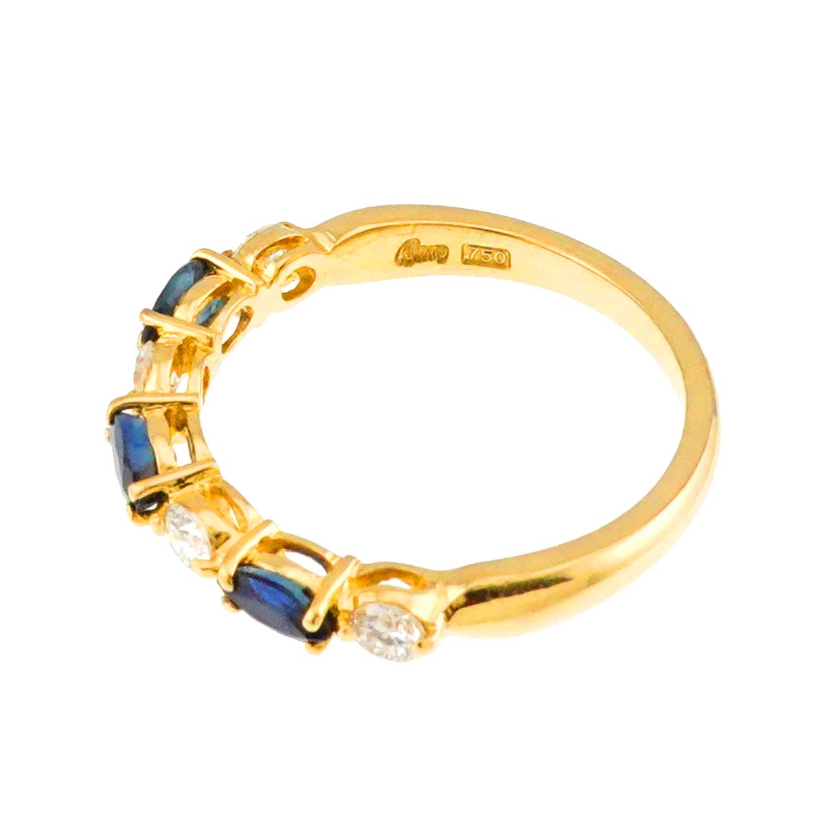 Sapphire Diamond Ring 18K YG 750 size6(US)