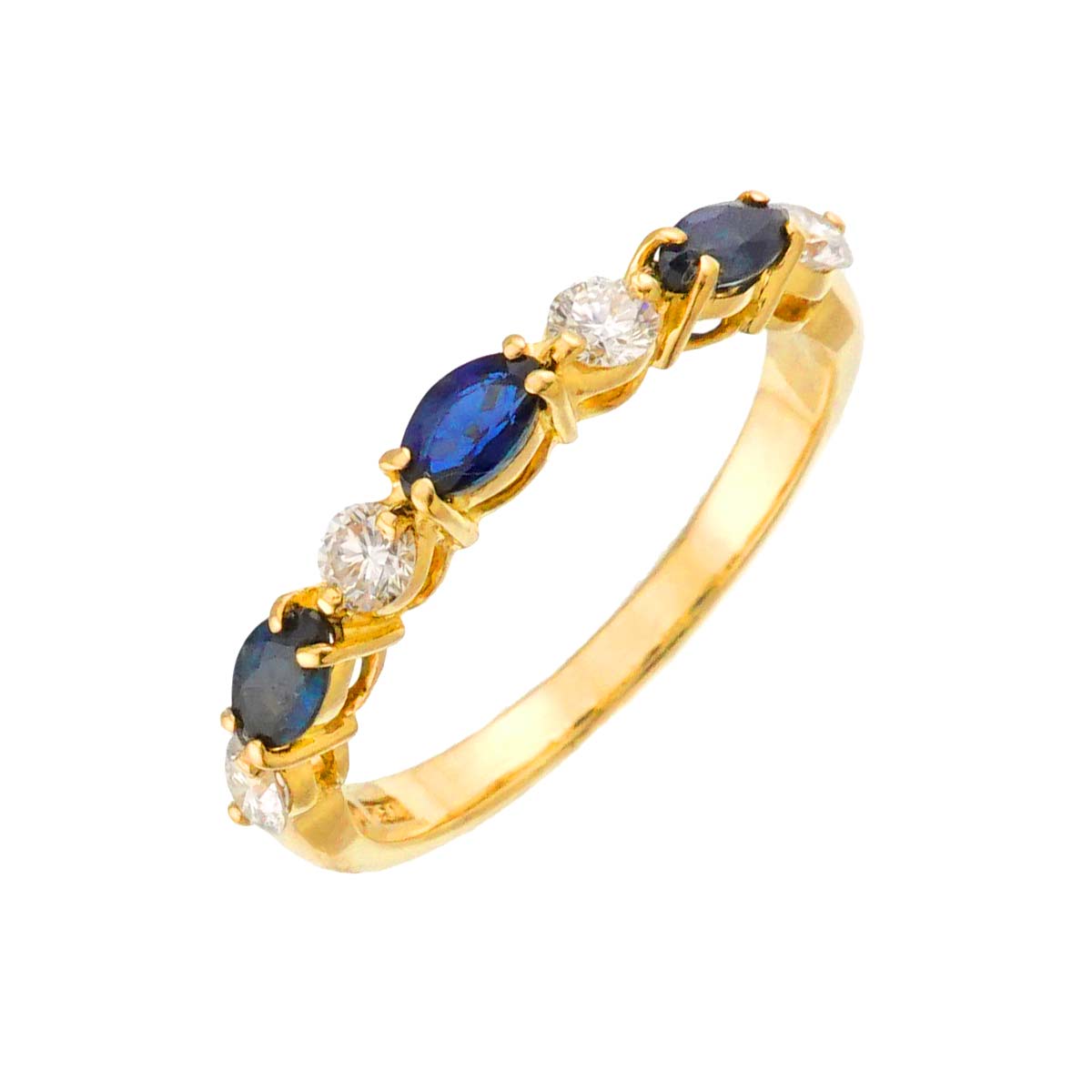 Sapphire Diamond Ring 18K YG 750 size6(US)