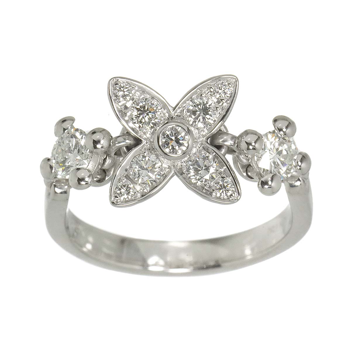 Star Blossom Diamond Ring 18K WG 750 size49 4.75-5(US)