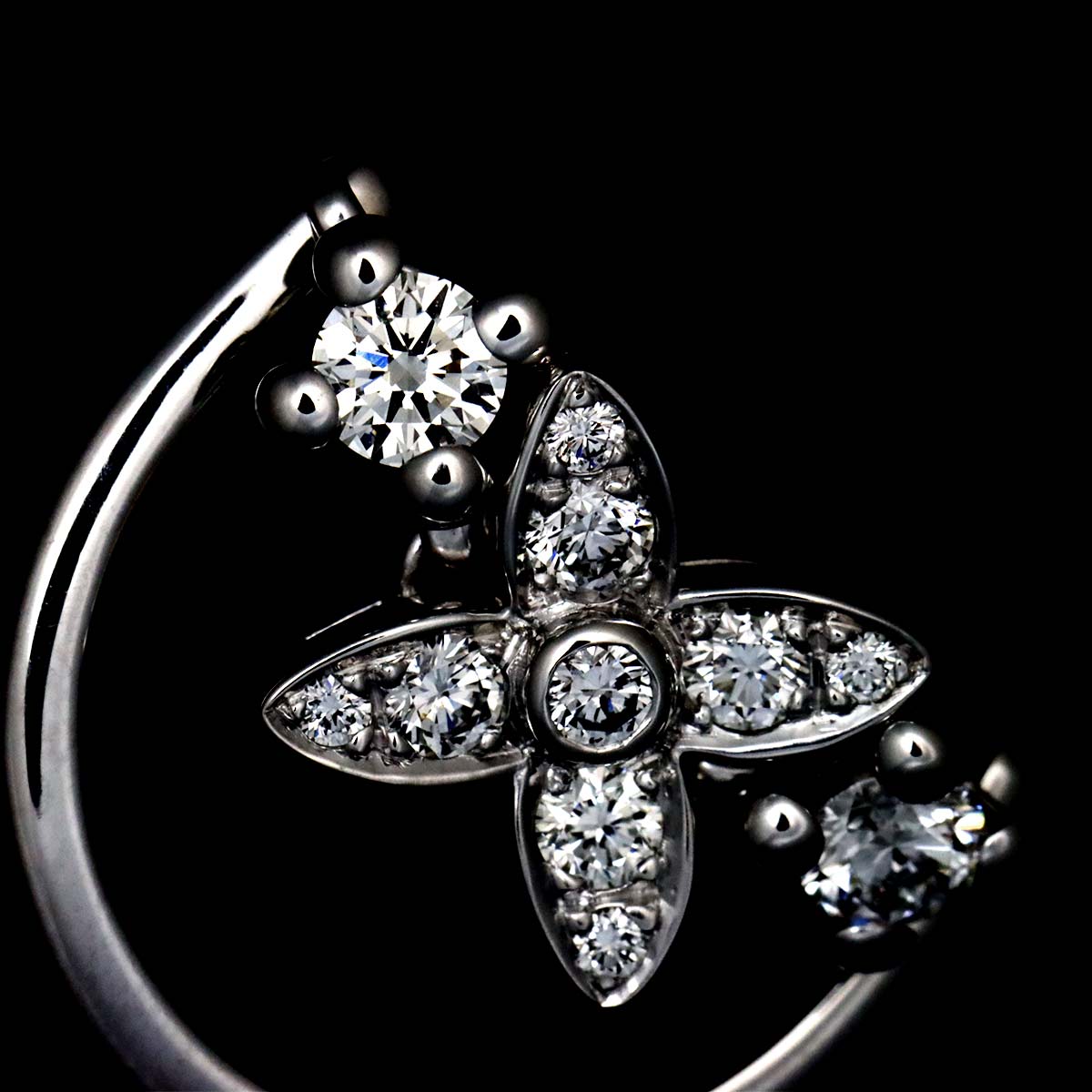 Star Blossom Diamond Ring 18K WG 750 size49 4.75-5(US)