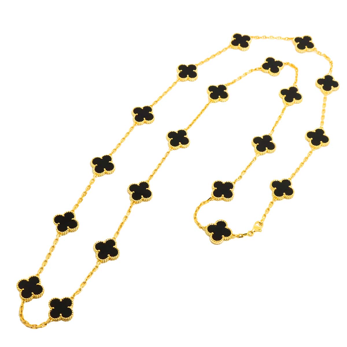 Vintage Alhambra Onyx 20P Necklace 18K YG 750