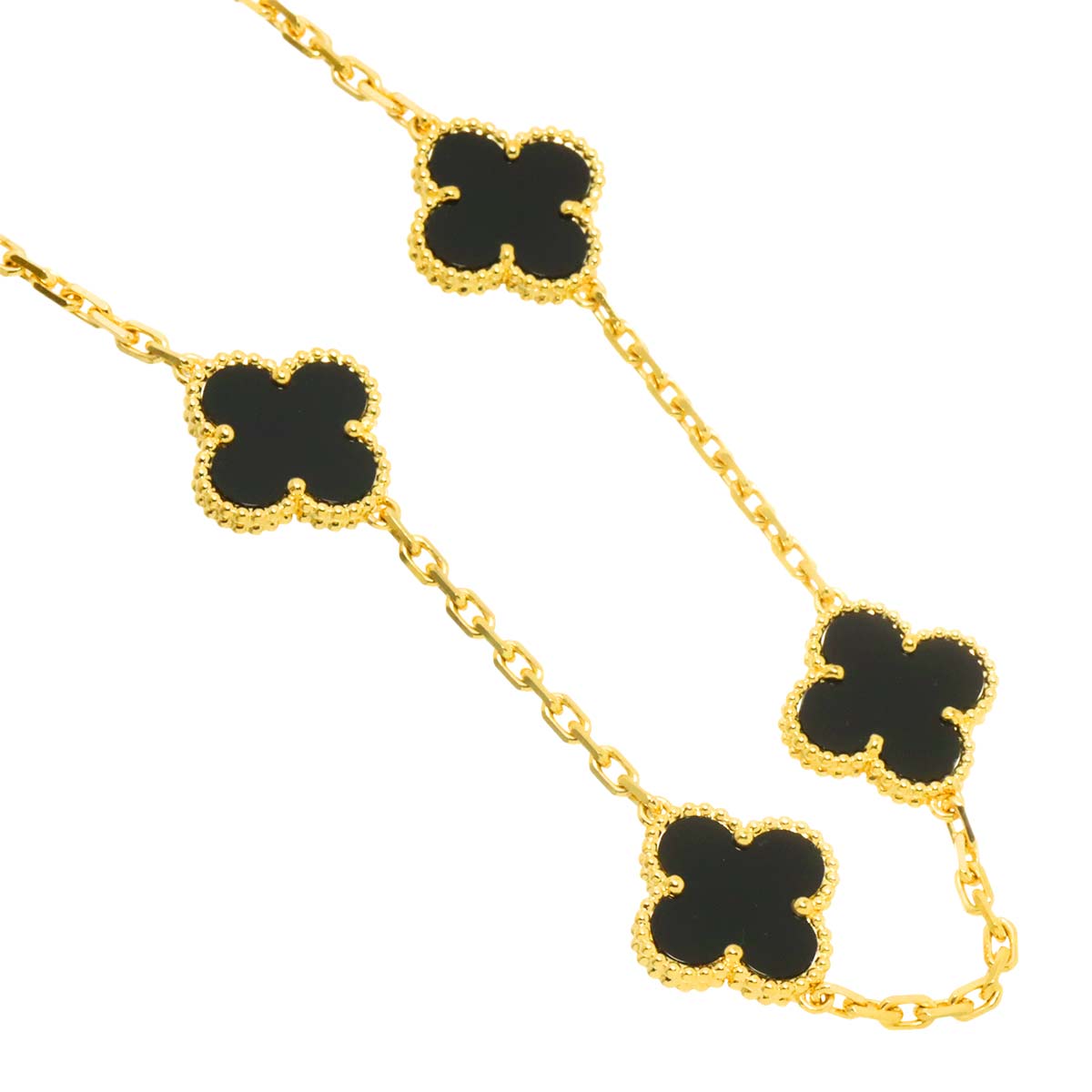 Vintage Alhambra Onyx 20P Necklace 18K YG 750