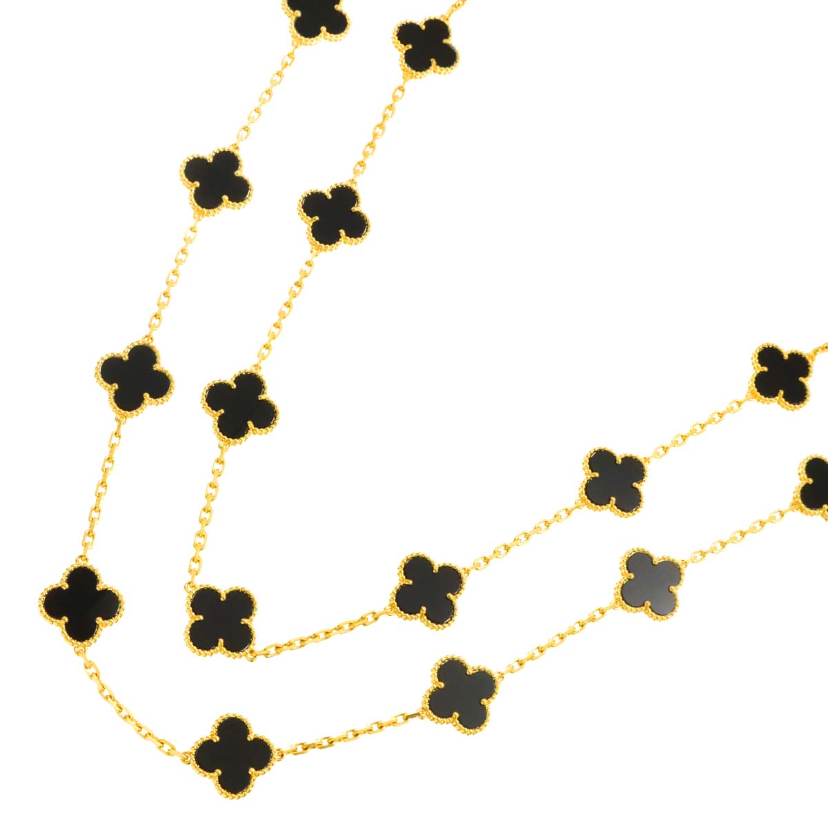 Vintage Alhambra Onyx 20P Necklace 18K YG 750