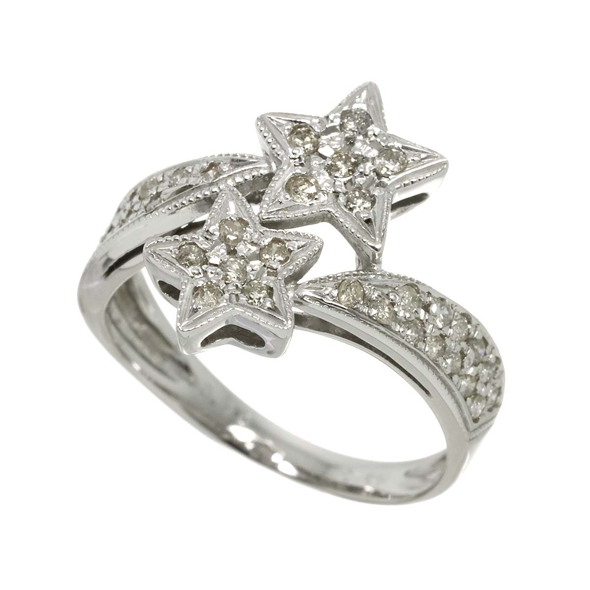 Diamond 0.40ct Ring 18K K18 WG White Gold size6(US)