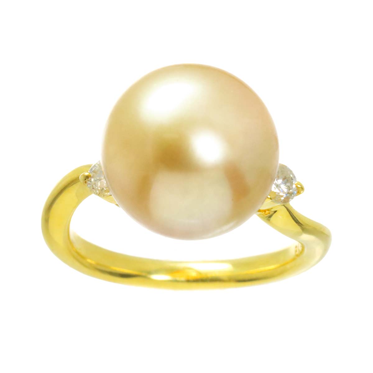 South Sea pearl 11.8mm Diamond 0.18ct Ring 18K K18 YG 750 5-5.25(US)