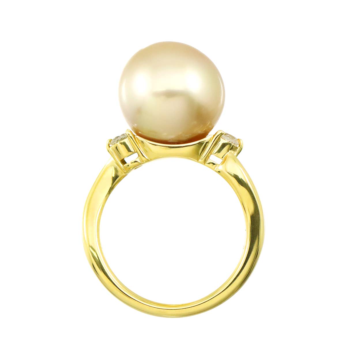 South Sea pearl 11.8mm Diamond 0.18ct Ring 18K K18 YG 750 5-5.25(US)