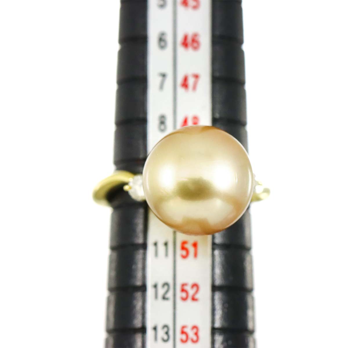 South Sea pearl 11.8mm Diamond 0.18ct Ring 18K K18 YG 750 5-5.25(US)