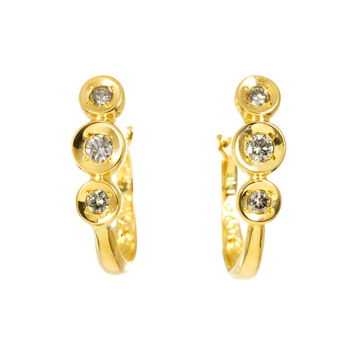Diamond 0.10ct/0.10ct Earrings Pierced 18K YG Yellow Gold 750