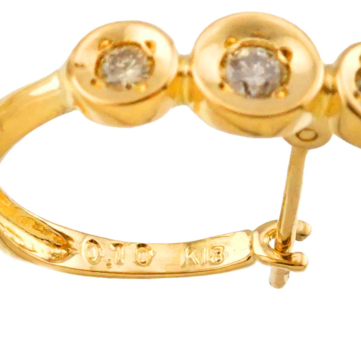 Diamond 0.10ct/0.10ct Earrings Pierced 18K YG Yellow Gold 750