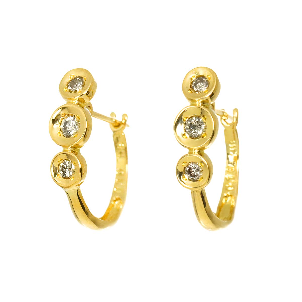 Diamond 0.10ct/0.10ct Earrings Pierced 18K YG Yellow Gold 750