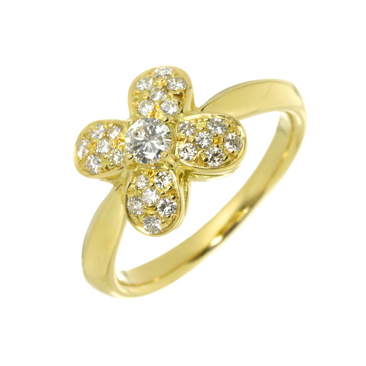Diamond 0.43ct Ring 18K YG Yellow Gold 750 Size7.25(US)