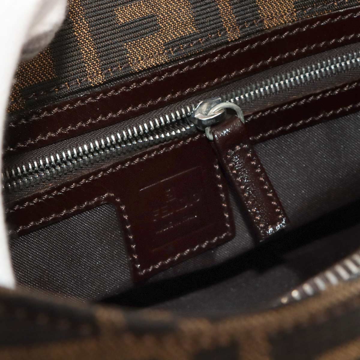 Zucca Shoulder Bag Canvas Leather Brown 16115 Purse