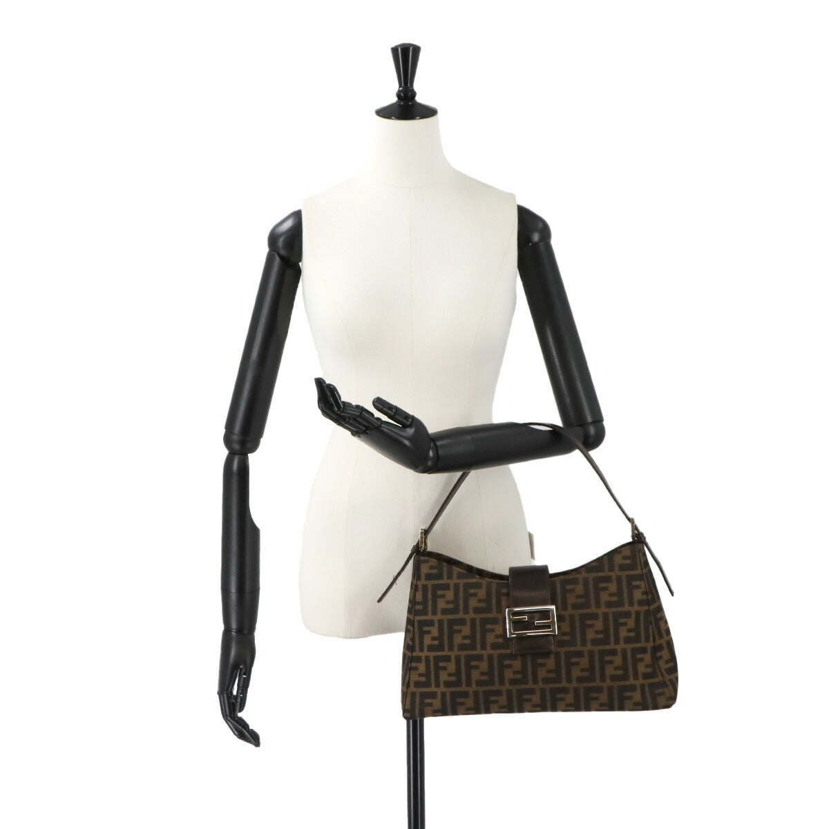 Zucca Shoulder Bag Canvas Leather Brown 16115 Purse