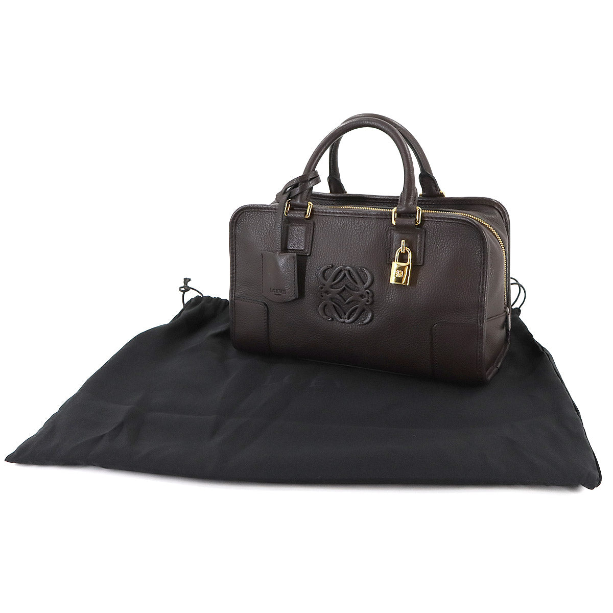 Amazona 28 Hand Bag Leather Brown Anagram Purse