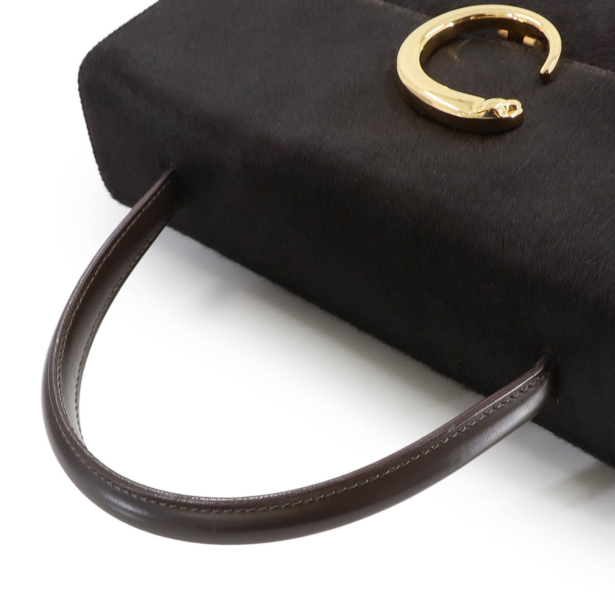 Panthere Hand Bag Unborm Leather Brown Purse