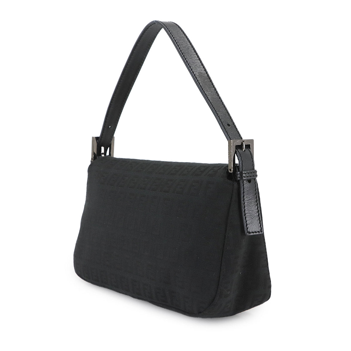 Zucchino Mamma Baguette Shoulder Bag Canvas Leather Black 8BR003
