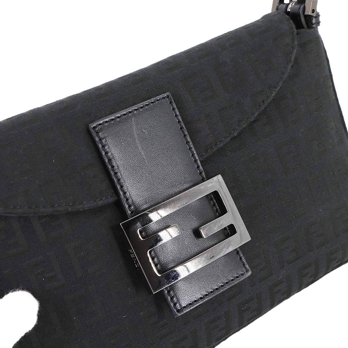 Zucchino Mamma Baguette Shoulder Bag Canvas Leather Black 8BR003