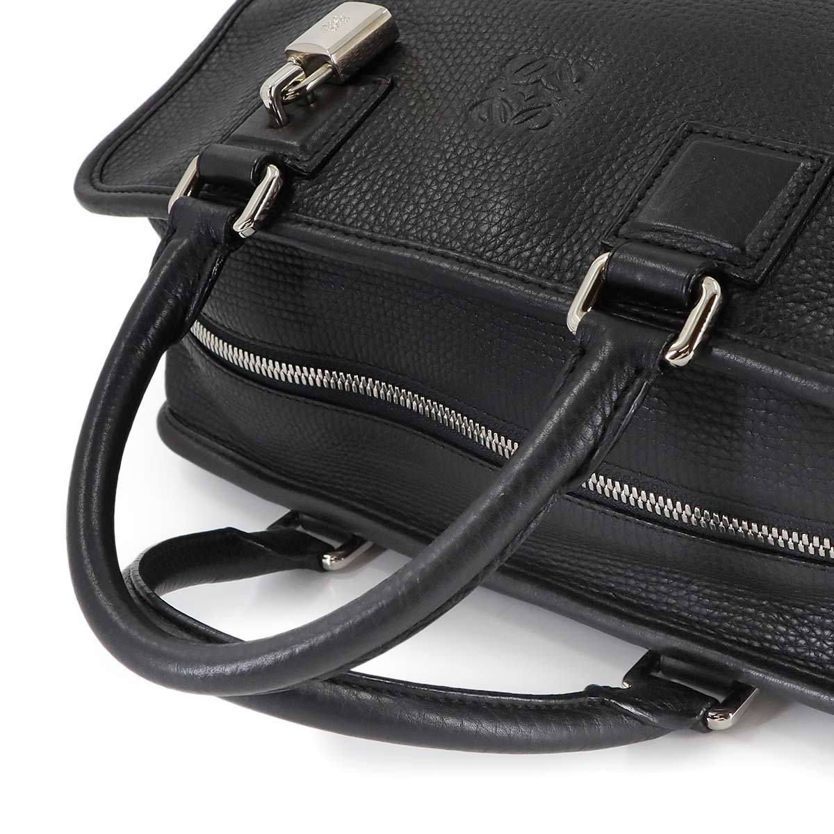 Amazona 28 Hand Bag Leather Black Anagram Purse