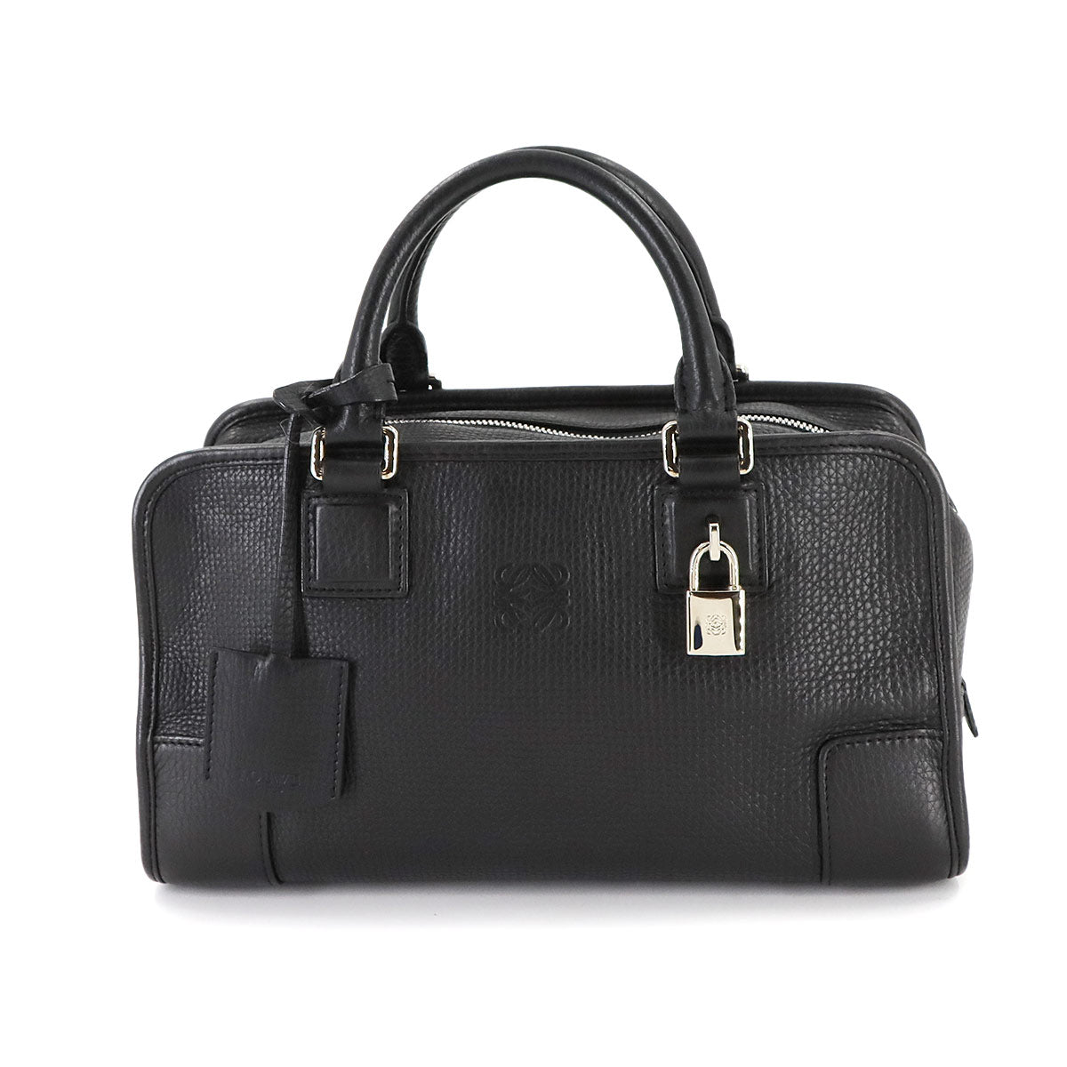 Amazona 28 Hand Bag Leather Black Anagram Purse